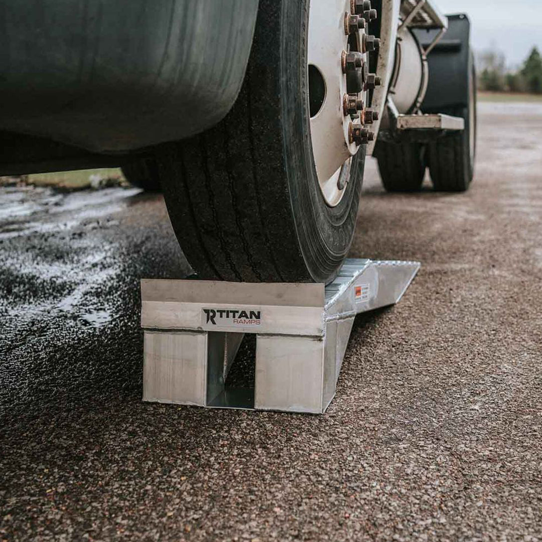 Titan Ramps Aluminum Semi Truck Riser Ramps with 20,000 Pound Capacity, Silver