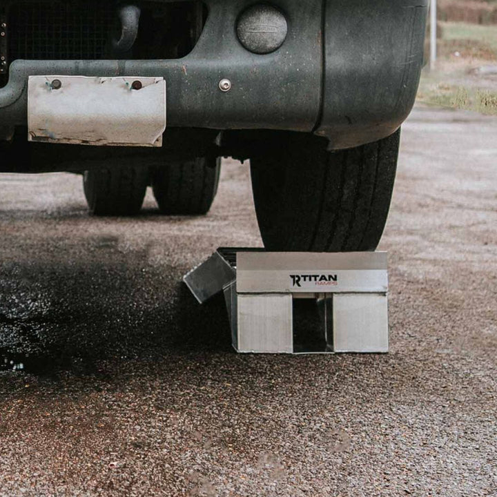 Titan Ramps Aluminum Semi Truck Riser Ramps with 20,000 Pound Capacity, Silver