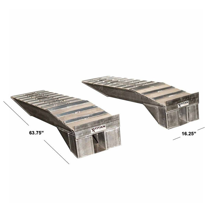 Titan Ramps Aluminum Semi Truck Riser Ramps with 20,000 Pound Capacity, Silver