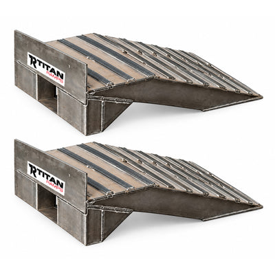Titan Ramps Aluminum Semi Truck Riser Ramps with 20,000 Pound Capacity, Silver