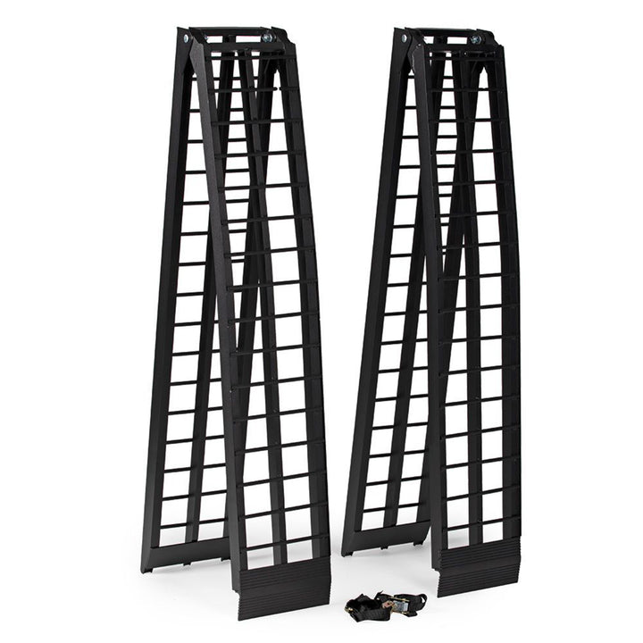 Titan Ramps 2 Pack 10’ Folding ATV Loading Ramps, Arched Aluminum Design, Black