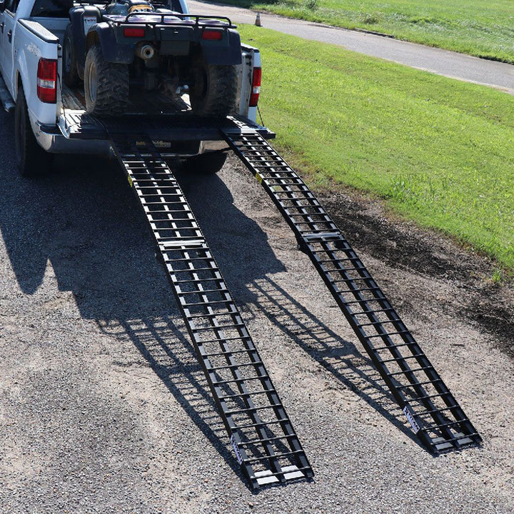 Titan Ramps 2 Pack 10’ Folding ATV Loading Ramps, Arched Aluminum Design, Black