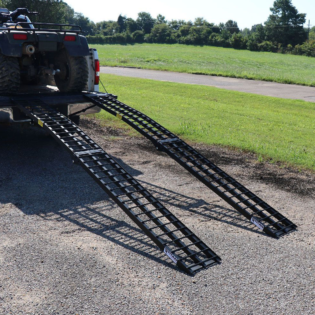 Titan Ramps 2 Pack 10’ Folding ATV Loading Ramps, Arched Aluminum Design, Black