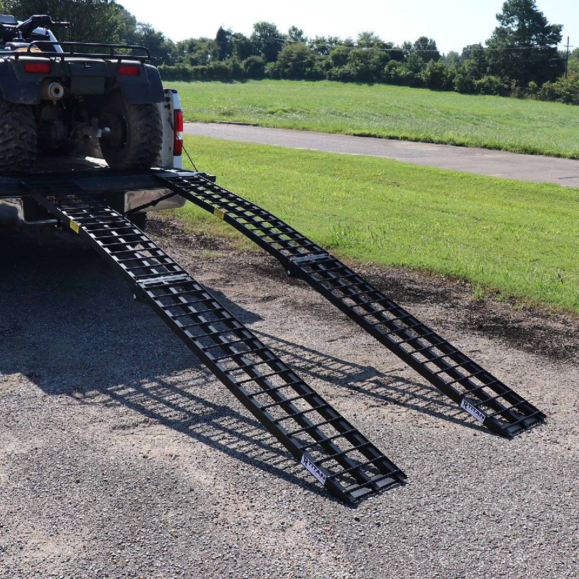 Titan Ramps 2pk 10’ Folding ATV Loading Ramps, Arched Aluminum Design(Open Box)