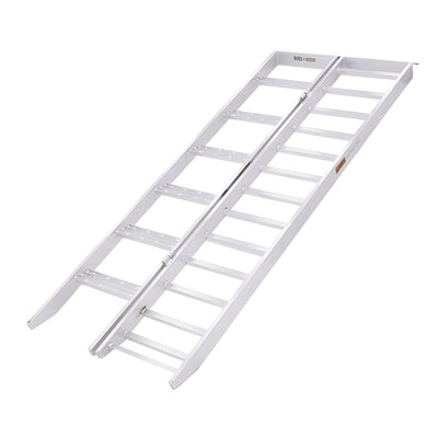 Black Widow Aluminum Bi Fold Motorcycle Ramp with Steps, Silver (Open Box) - VMInnovations