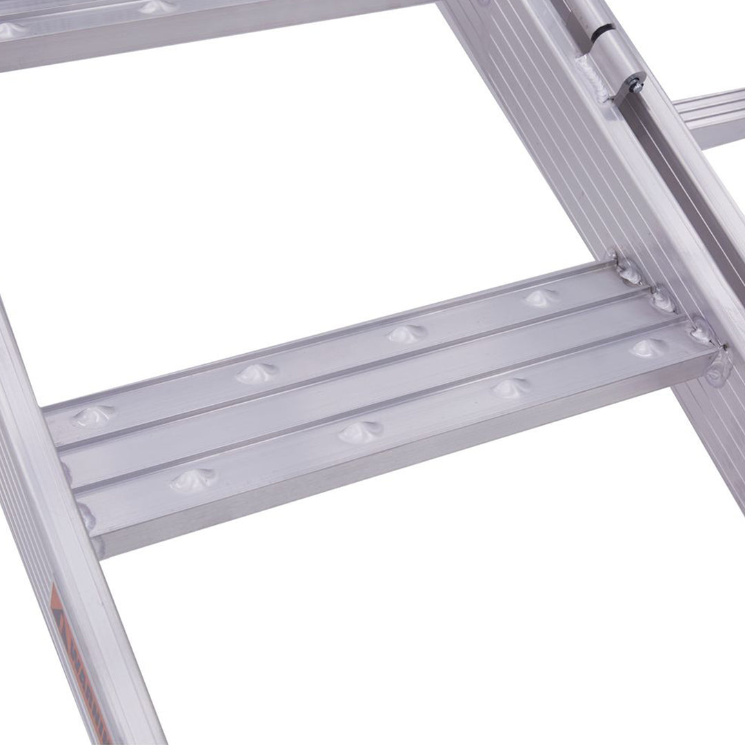 Black Widow Aluminum Bi Fold Motorcycle Ramp with Steps, Silver (Open Box)