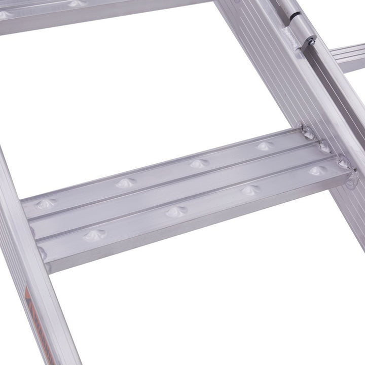 Black Widow Aluminum Bi Fold Motorcycle Ramp with Steps, Silver (Open Box)