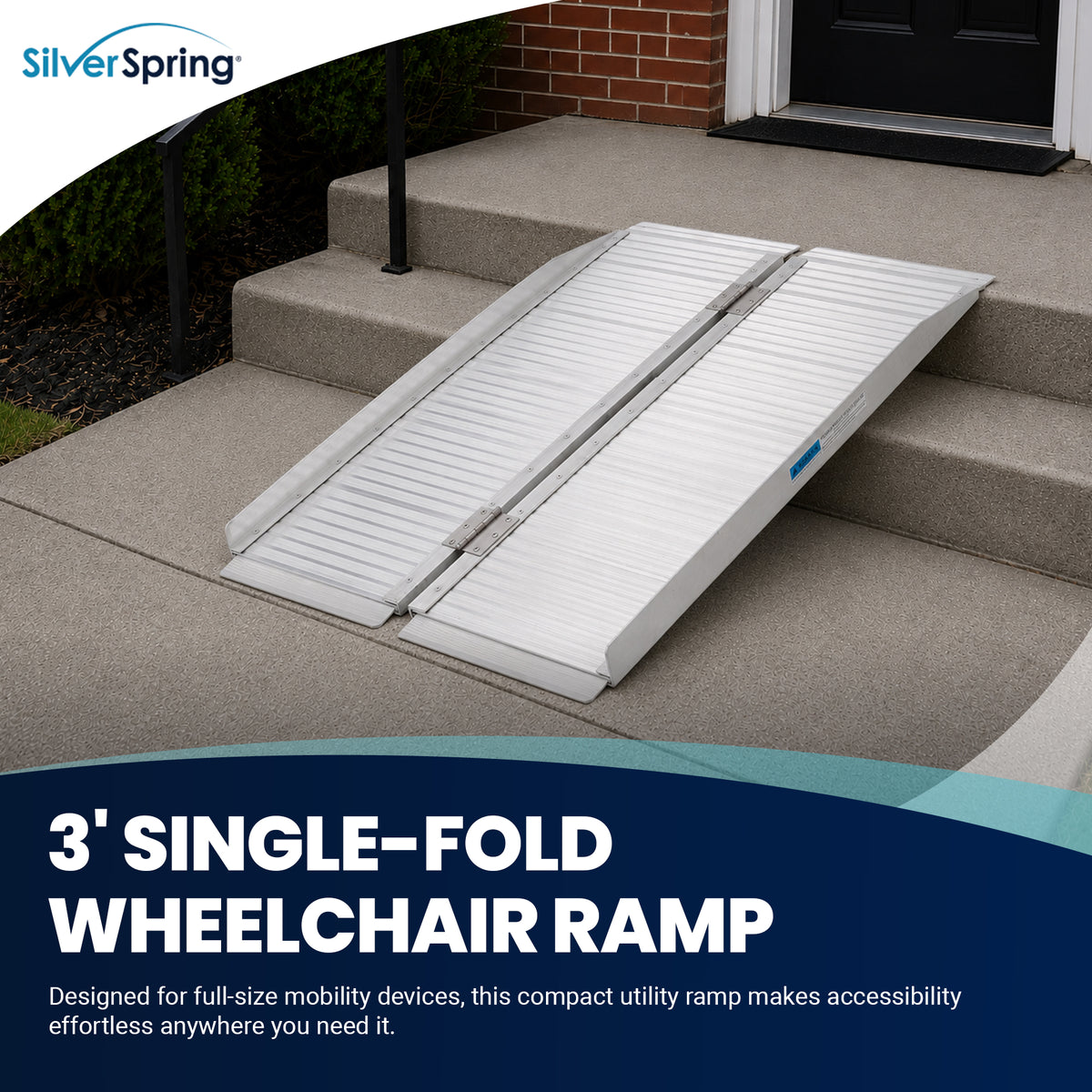 Silver Spring Mobility and Utility Ramp, 3 Foot Single Fold with 600 lb Capacity