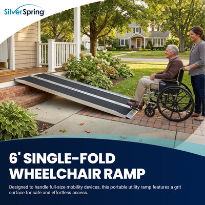 Silver Spring Mobility Ramp, 6 Foot Single Fold with Grit Surface (Open Box)