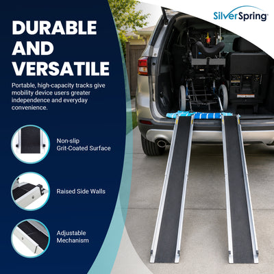 Silver Spring Telescoping Track Ramp, 3'-5' Portable Adjustable Wheelchair Ramp