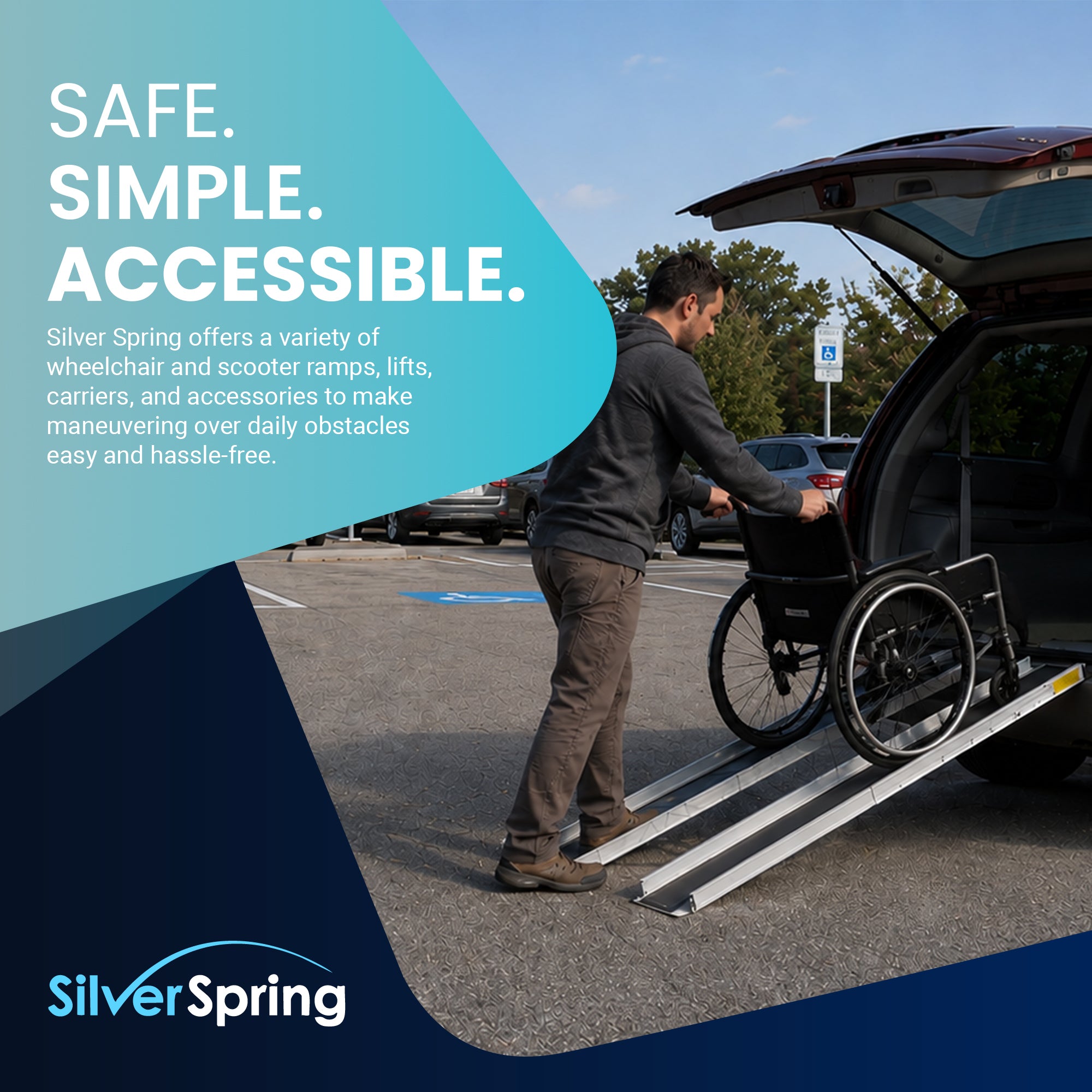 Silver Spring Telescoping Track Ramp, 3'-5' Portable Adjustable Wheelchair Ramp
