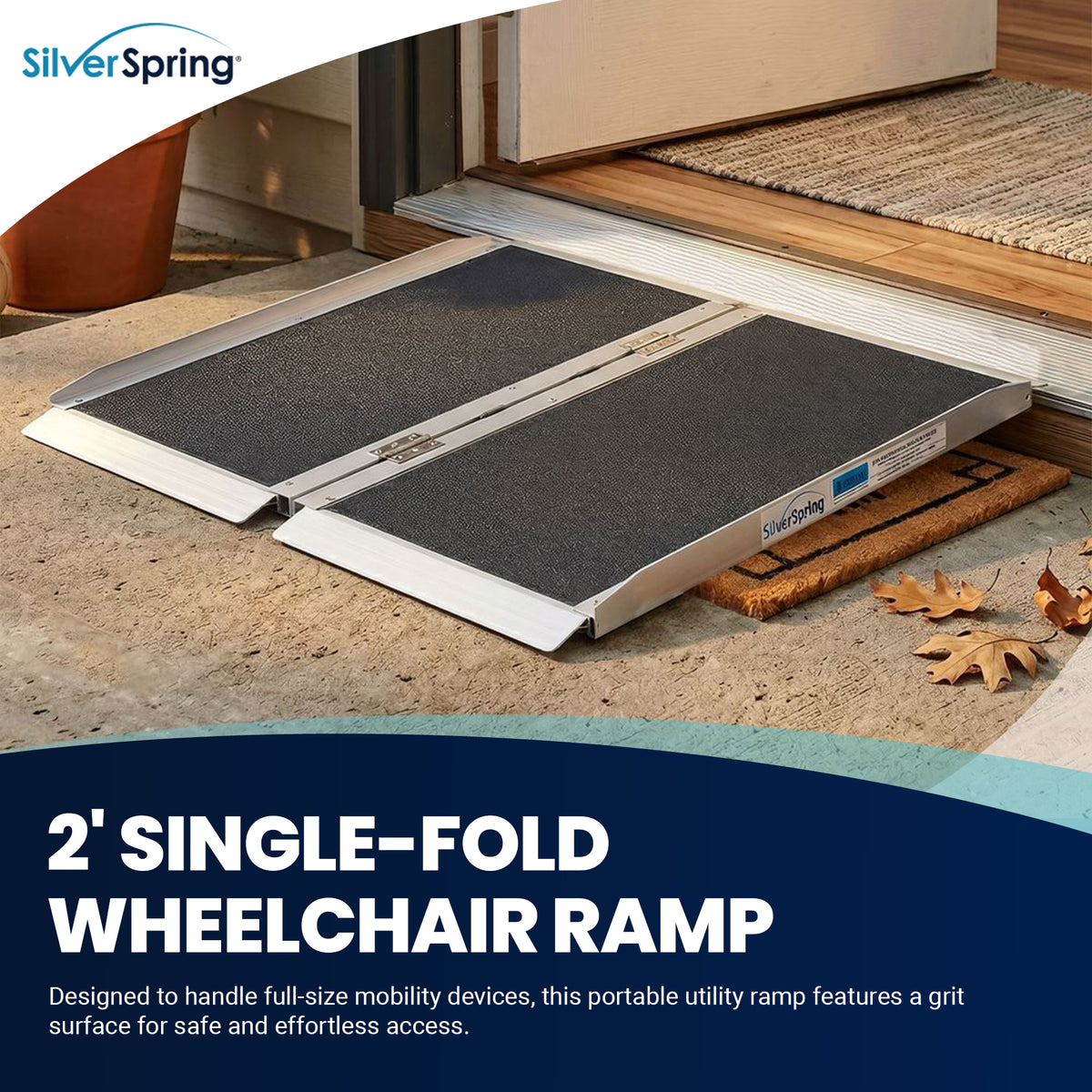 Silver Spring Mobility and Utility Ramp, 2 Foot Single Fold with Grit Surface