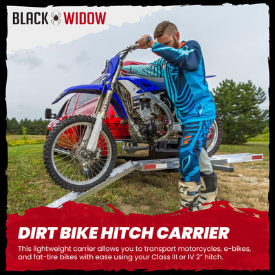 Black Widow Motorcycle & eBike Carrier w/ Ramp for 2" Hitch, 400 Pound Capacity