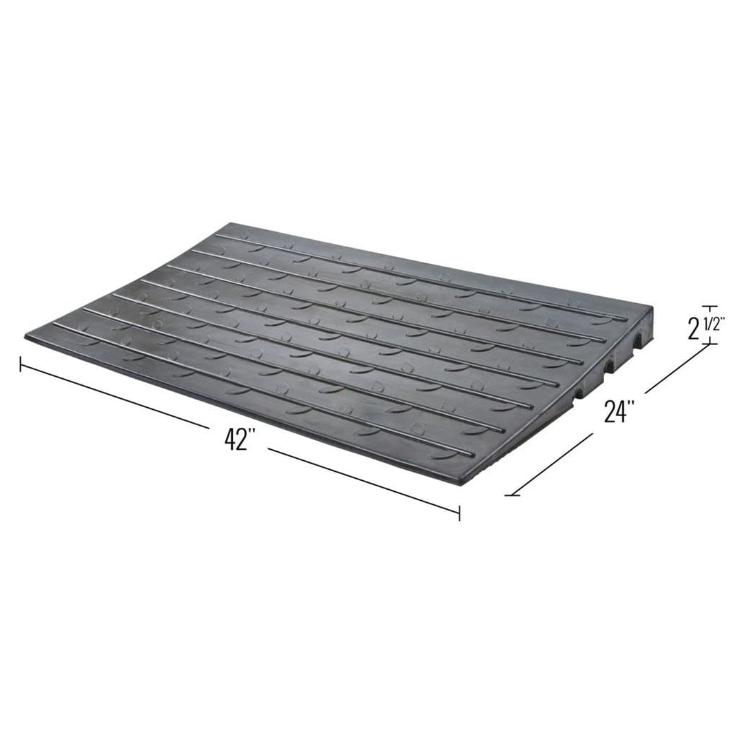 Silver Spring 2.5" Maximum Riser, Solid Rubber 3 Channel Threshold Ramp, Black