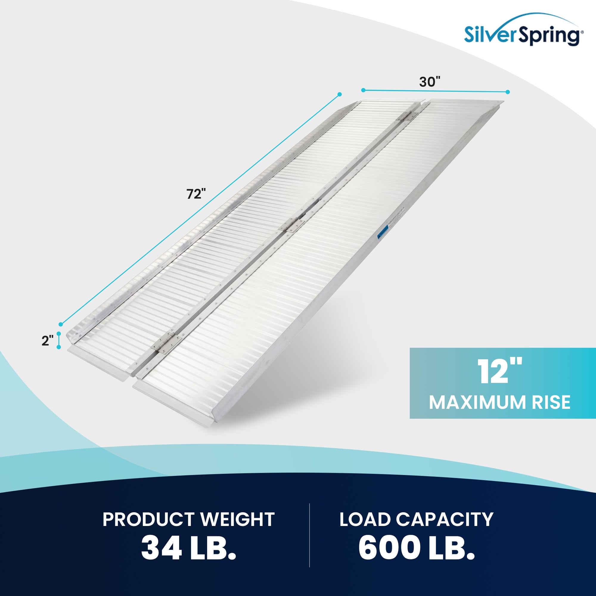 Silver Spring Mobility and Utility Ramp, 6 Foot Single Fold with 600 lb Capacity