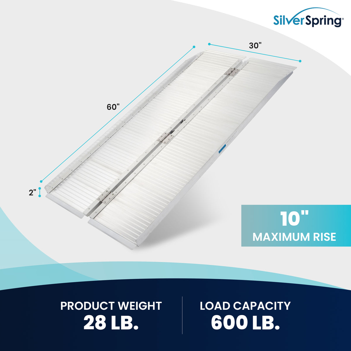 Silver Spring Mobility and Utility Ramp, 5 Foot Single Fold with 600 lb Capacity