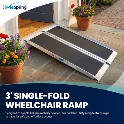 Silver Spring Mobility and Utility Ramp, 3 Foot Single Fold with Grit Surface