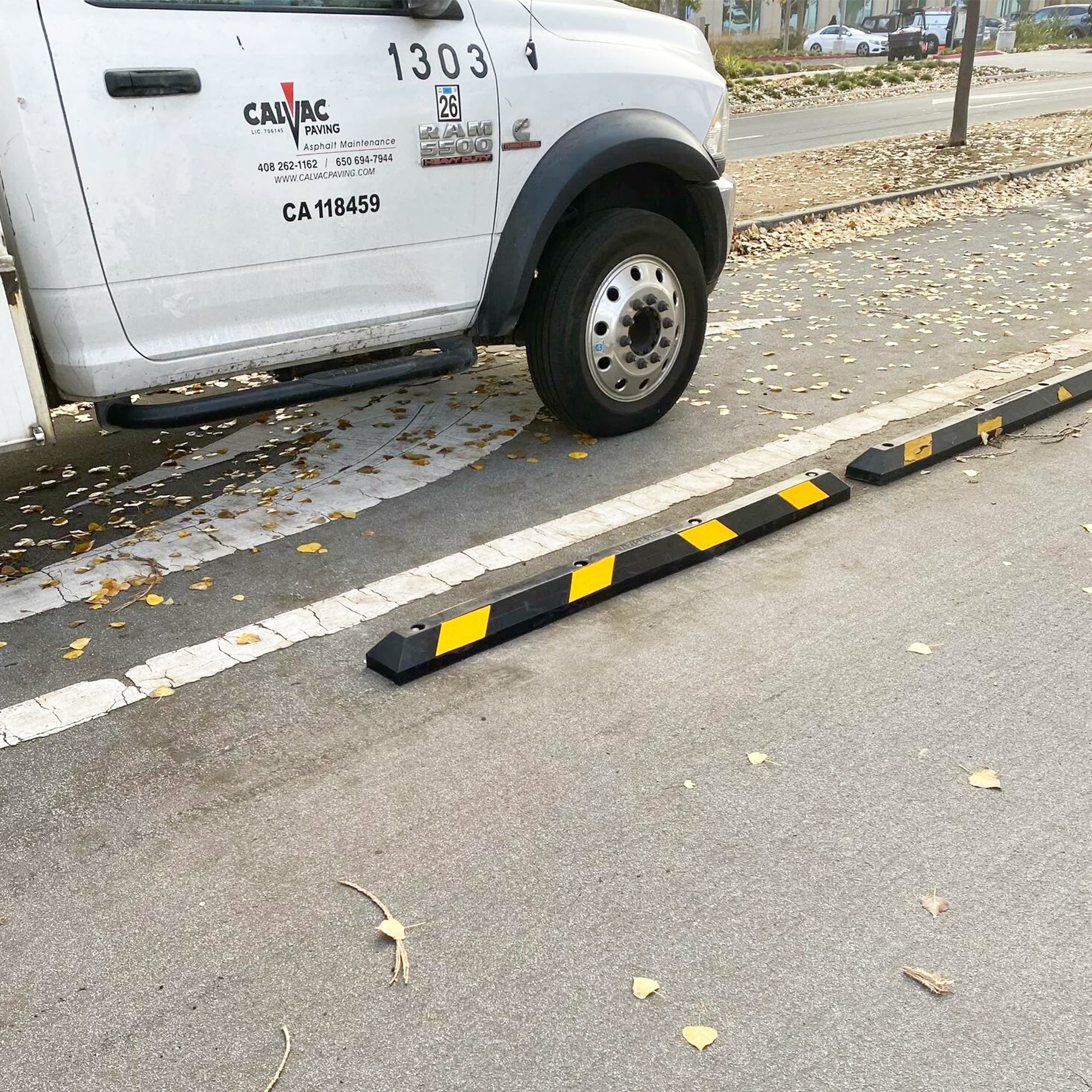 Guardian Parking Stop, 6Ft Rubber Curb with Mounting Holes, Black/Yellow, 2 Pack