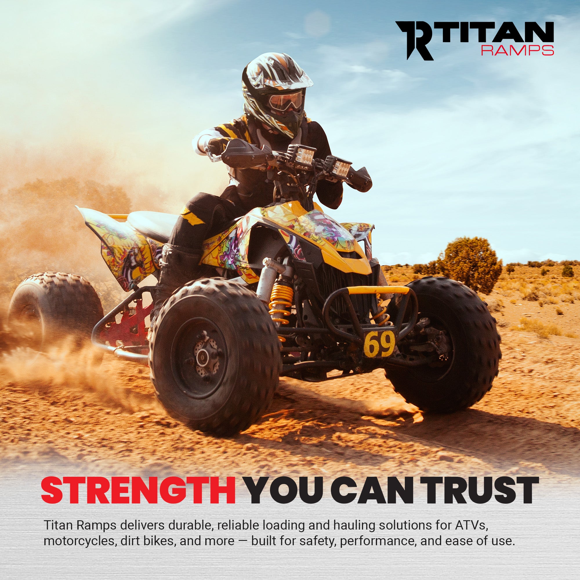 Titan Ramps Universal ATV/UTV Rear Drop Cargo Basket Rack with 150 lb. Capacity
