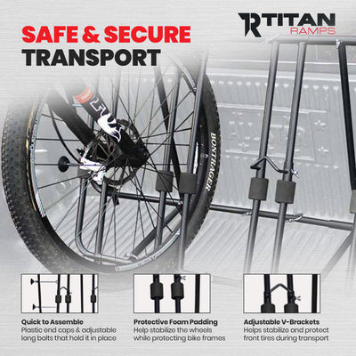 Titan Ramps Truck Bed Bike Rack with Quick Assembly, Accommodates up to 4 Bikes