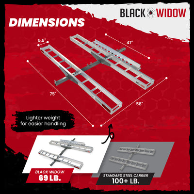 Black Widow Double Motorcycle Carrier w/Ramp for 2" Hitch, 600lb Capacity (Used)
