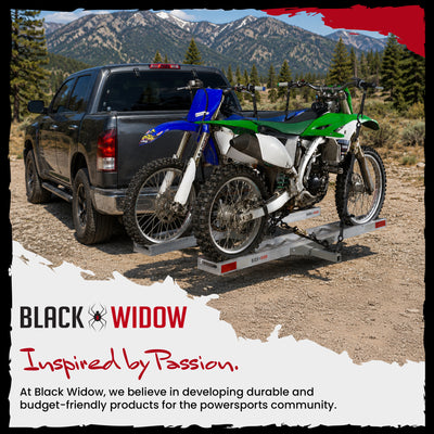 Black Widow Double Motorcycle Carrier w/Ramp for 2" Hitch, 600lb Capacity (Used)