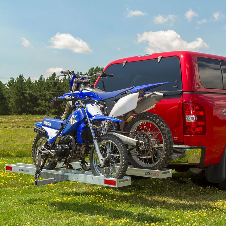 Black Widow Double Motorcycle Carrier with Ramp for 2" Hitch, 600 Pound Capacity