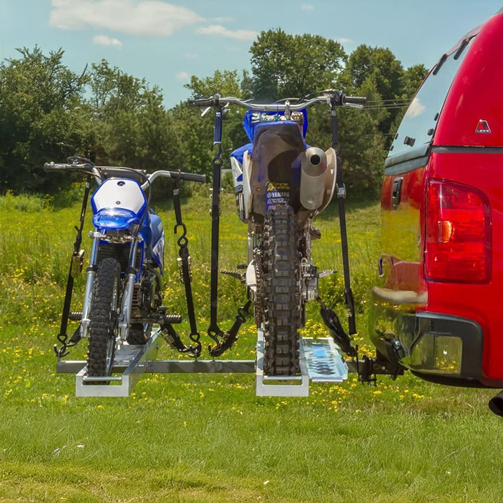 Black Widow Two Motorcycle Carrier w/Ramp for 2" Hitch, 600lb Capacity(Open Box)