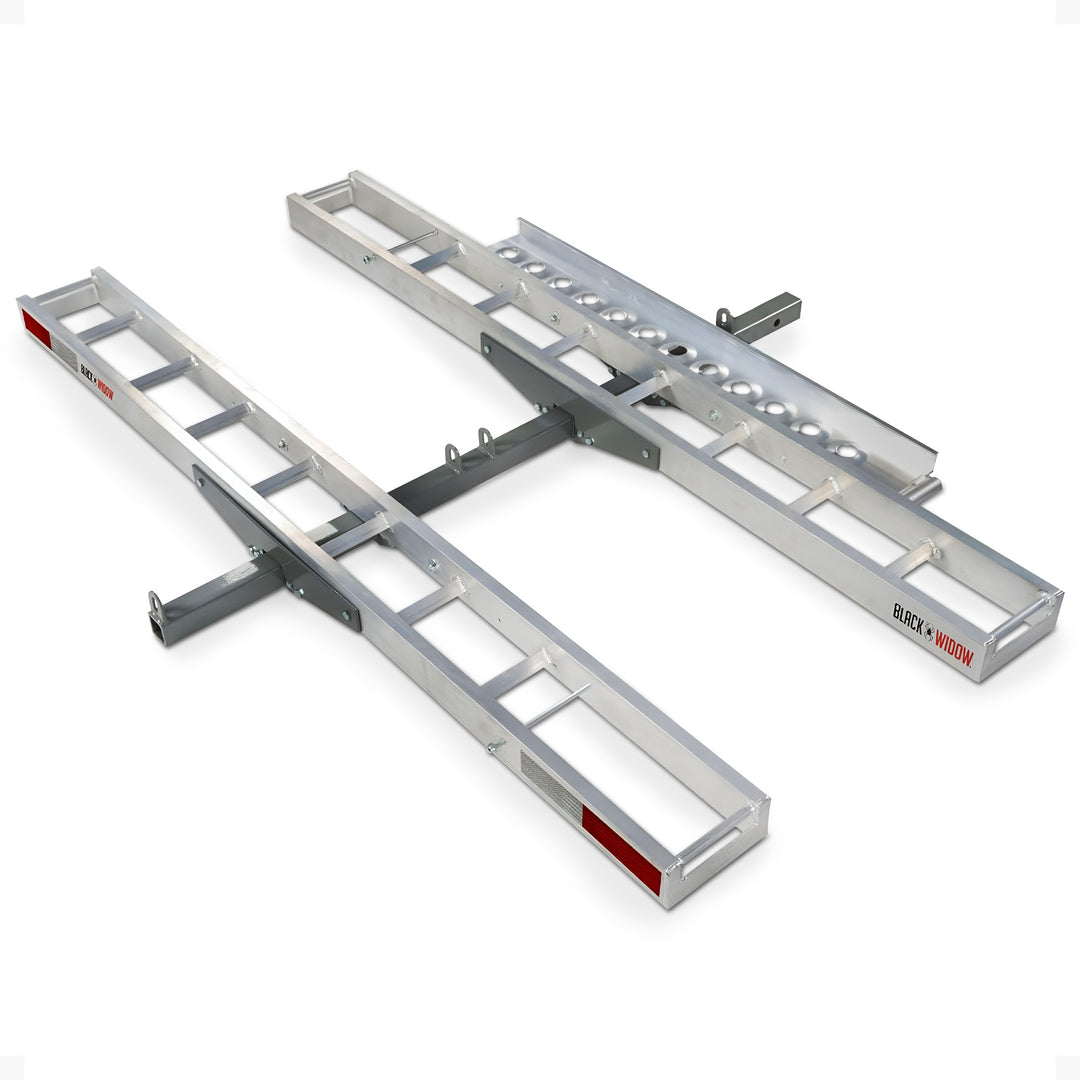 Black Widow Double Motorcycle Carrier with Ramp for 2" Hitch, 600 Pound Capacity