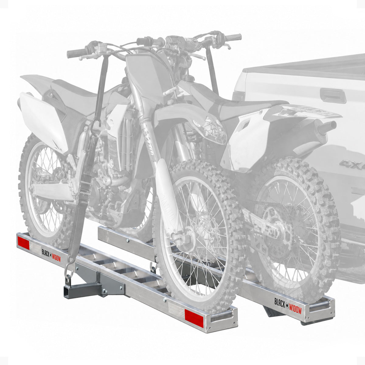 Black Widow Double Motorcycle Carrier with Ramp for 2" Hitch, 600 Pound Capacity