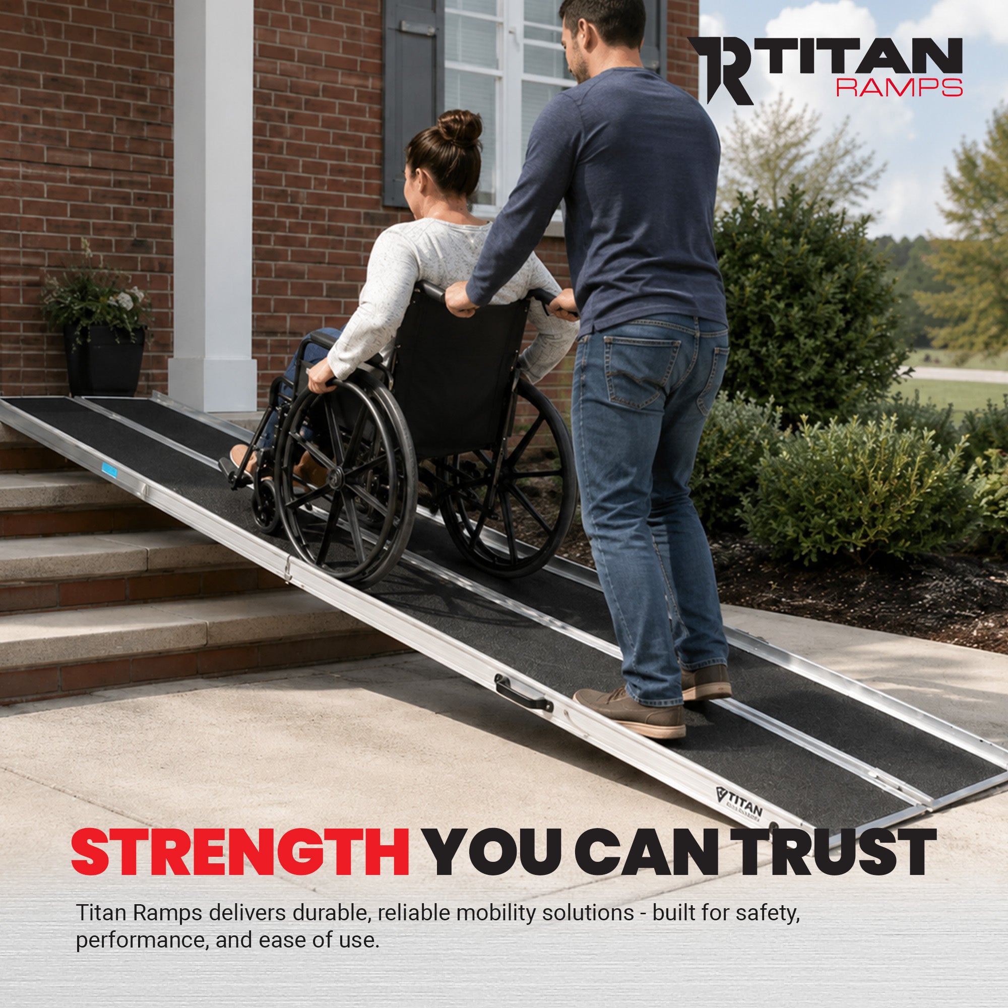 Titan Ramps 10 Foot Multi-Fold Aluminum Wheelchair Ramp, 600 Pound Capacity - VMInnovations
