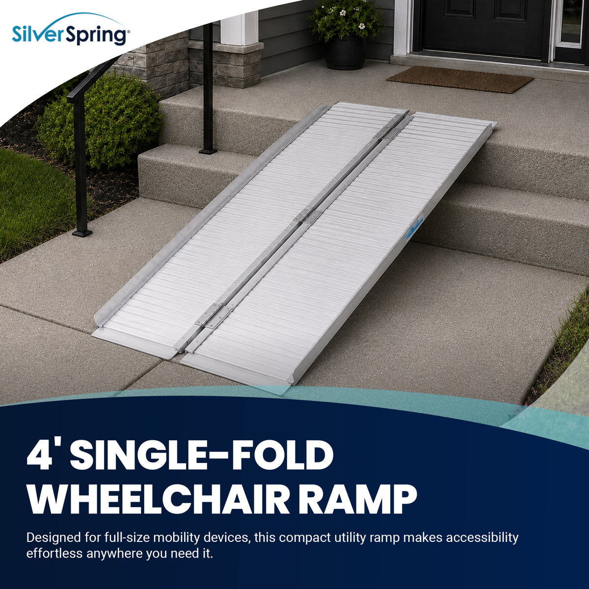 Silver Spring Mobility and Utility Ramp, 4 Foot Single Fold with 600 lb Capacity