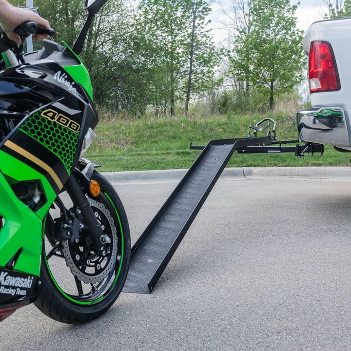 Black Widow Motorcycle Bike Carrier with Ramp for 2" Hitch, 600 Pound Capacity