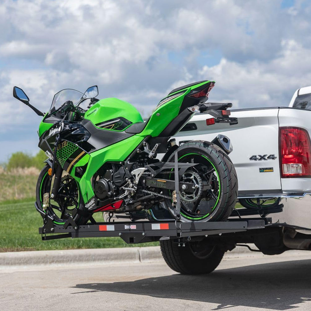 Black Widow Motorcycle Carrier w/Ramp for 2" Hitch, 600lb Capacity (Open Box)