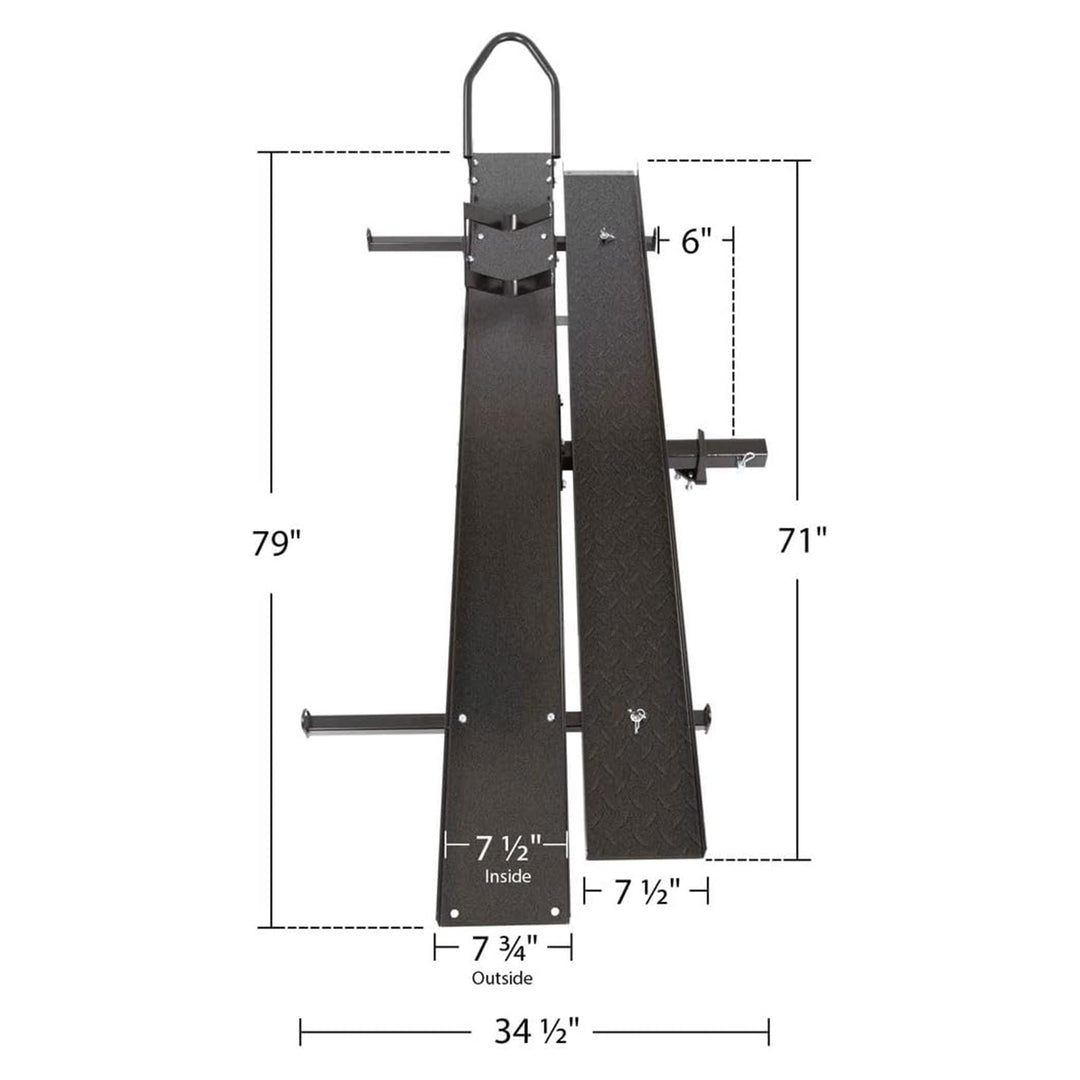 Black Widow Motorcycle Bike Carrier with Ramp for 2" Hitch, 600 Pound Capacity