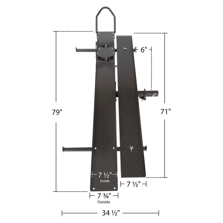 Black Widow Motorcycle Bike Carrier with Ramp for 2" Hitch, 600 Pound Capacity