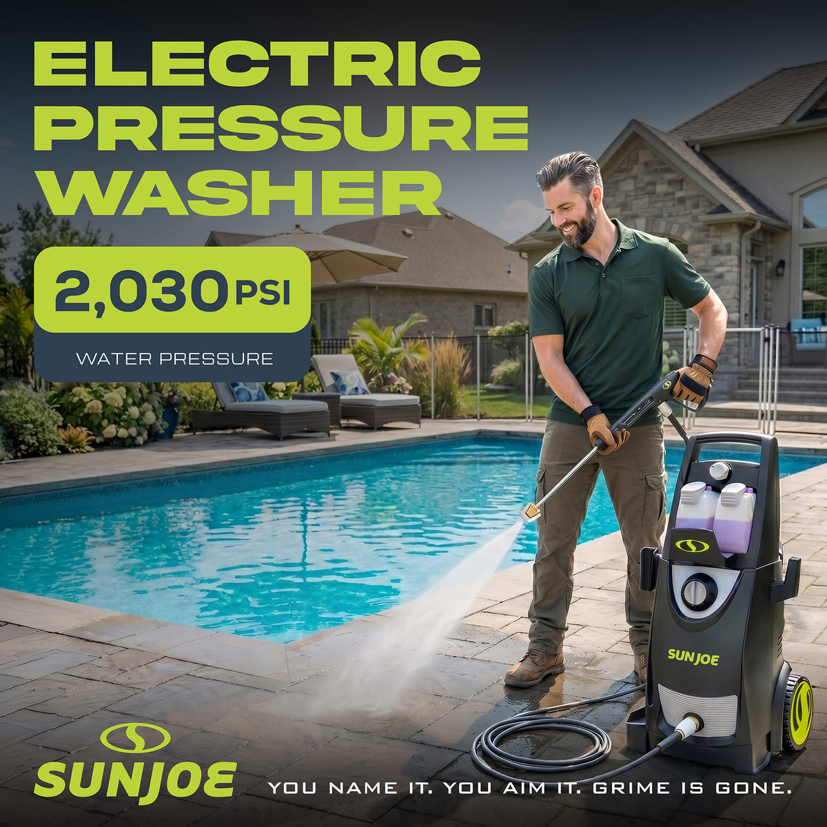 Sun Joe Electric Pressure Washer, Portable Power Washer with Wheels, SPX3000-PK1 - VMInnovations
