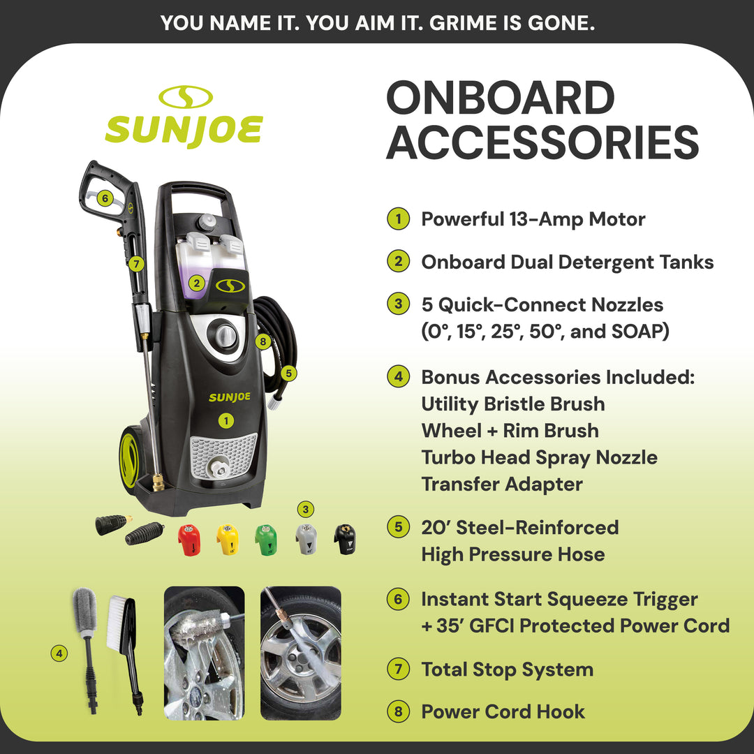 Sun Joe Electric Pressure Washer, Portable Power Washer with Wheels, SPX3000-PK1