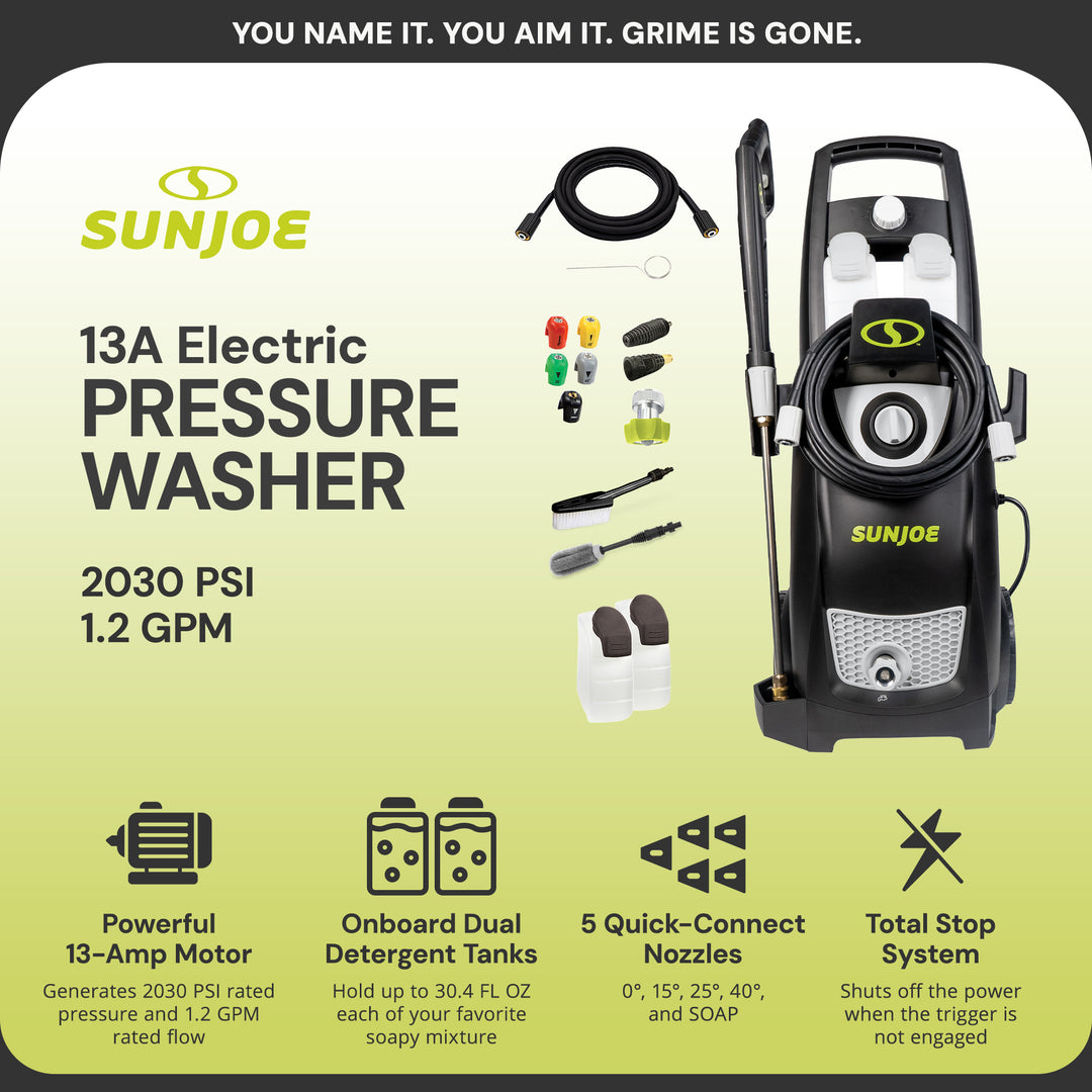 Sun Joe Electric Pressure Washer, Portable Power Washer with Wheels, SPX3000-PK1