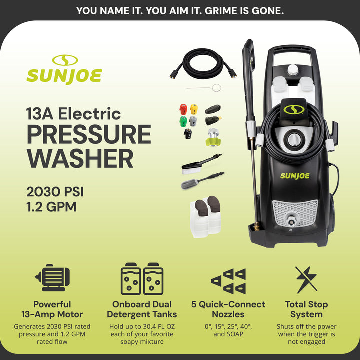 Sun Joe Electric Pressure Washer, Portable Power Washer with Wheels (Open Box)