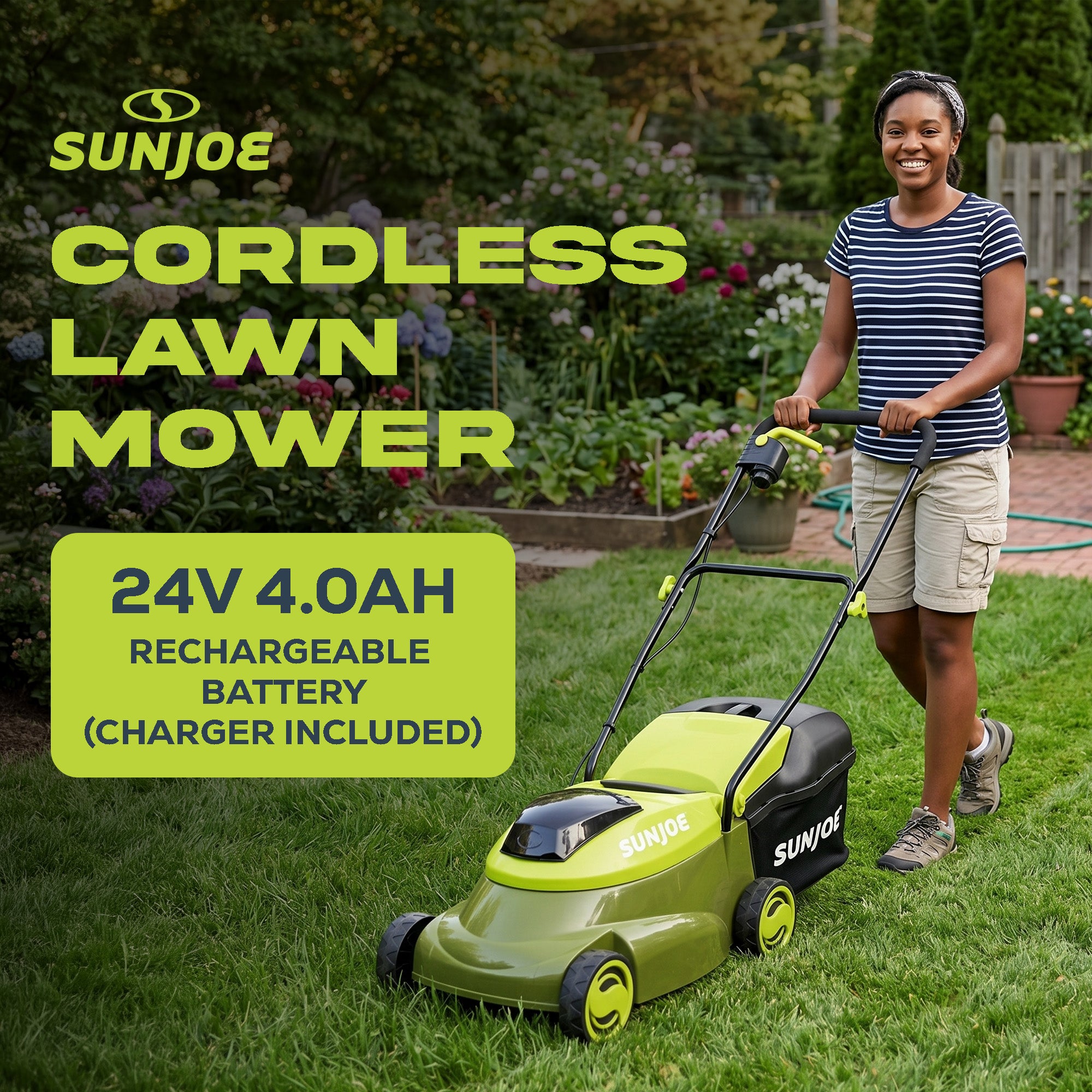 Sun Joe Walk-Behind Cordless Push Lawn Mower with Brushless Motor (Open Box) - VMInnovations