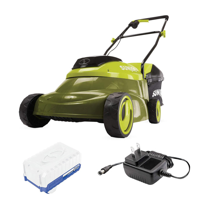 Sun Joe Walk-Behind Cordless Push Lawn Mower with Brushless Motor, 24V-MJ14C