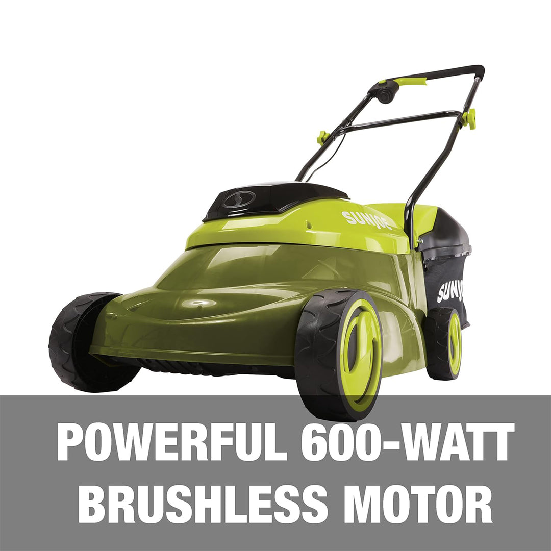 Sun Joe Walk-Behind Cordless Push Lawn Mower with Brushless Motor, 24V-MJ14C