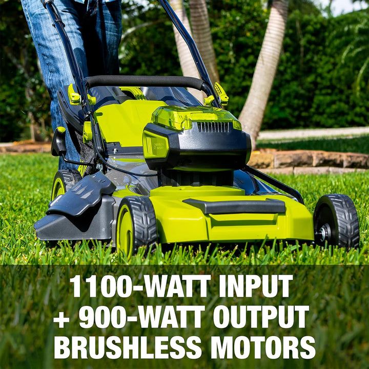 Sun Joe Walk-Behind Cordless Push Lawn Mower with Brushless Motor, 24V-X2-16LM