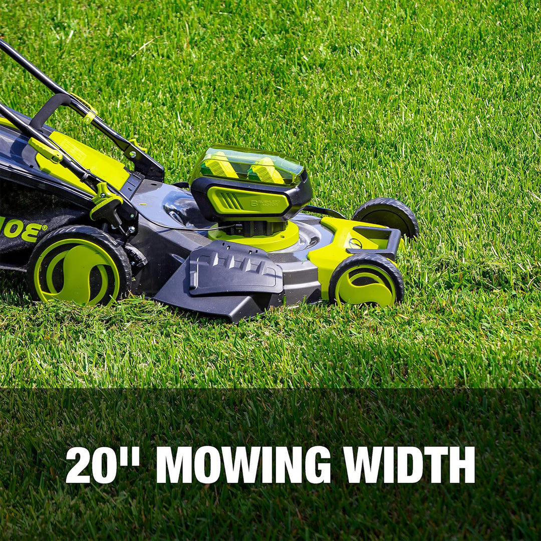 Sun Joe Walk-Behind Cordless Push Lawn Mower with Brushless Motor, 24V-X2-16LM