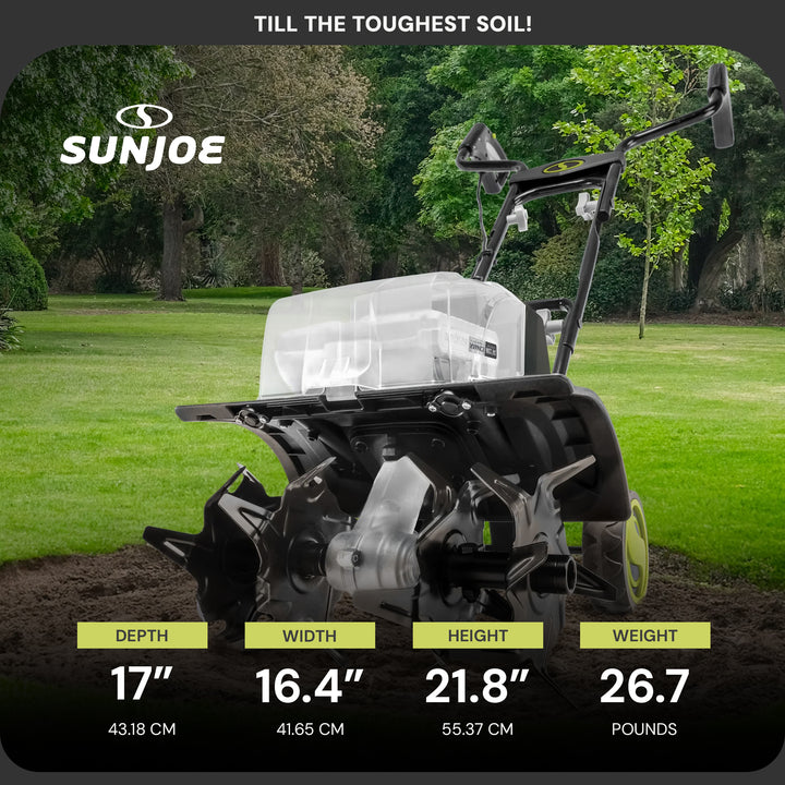 Sun Joe 24V Cordless Garden Tiller Cultivator Accessory Kit, Black, 24V-X2-TLR14