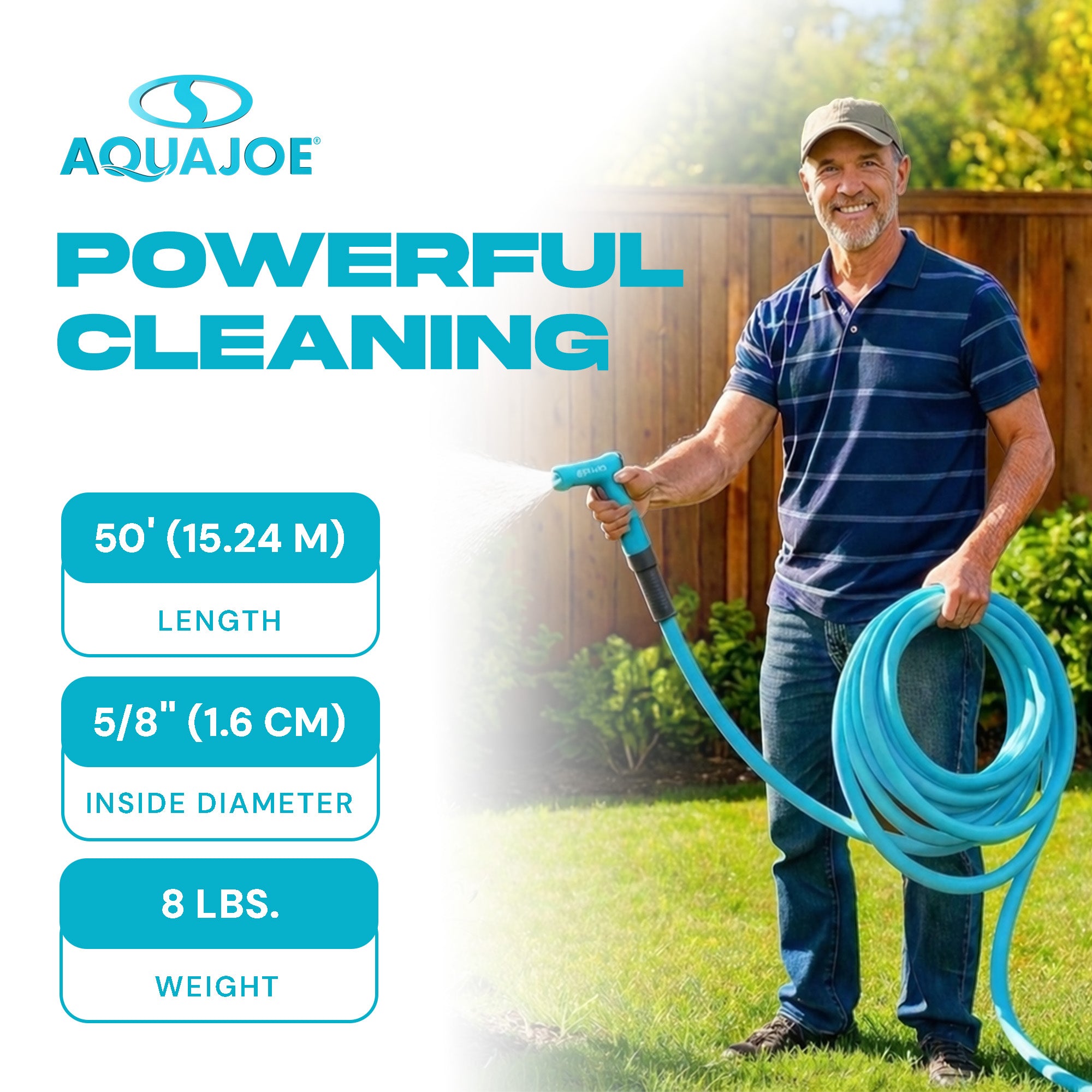 Aqua Joe 50' Professional Grade Garden Hose with Dual Swivel Grips, AJPGH50-PRO