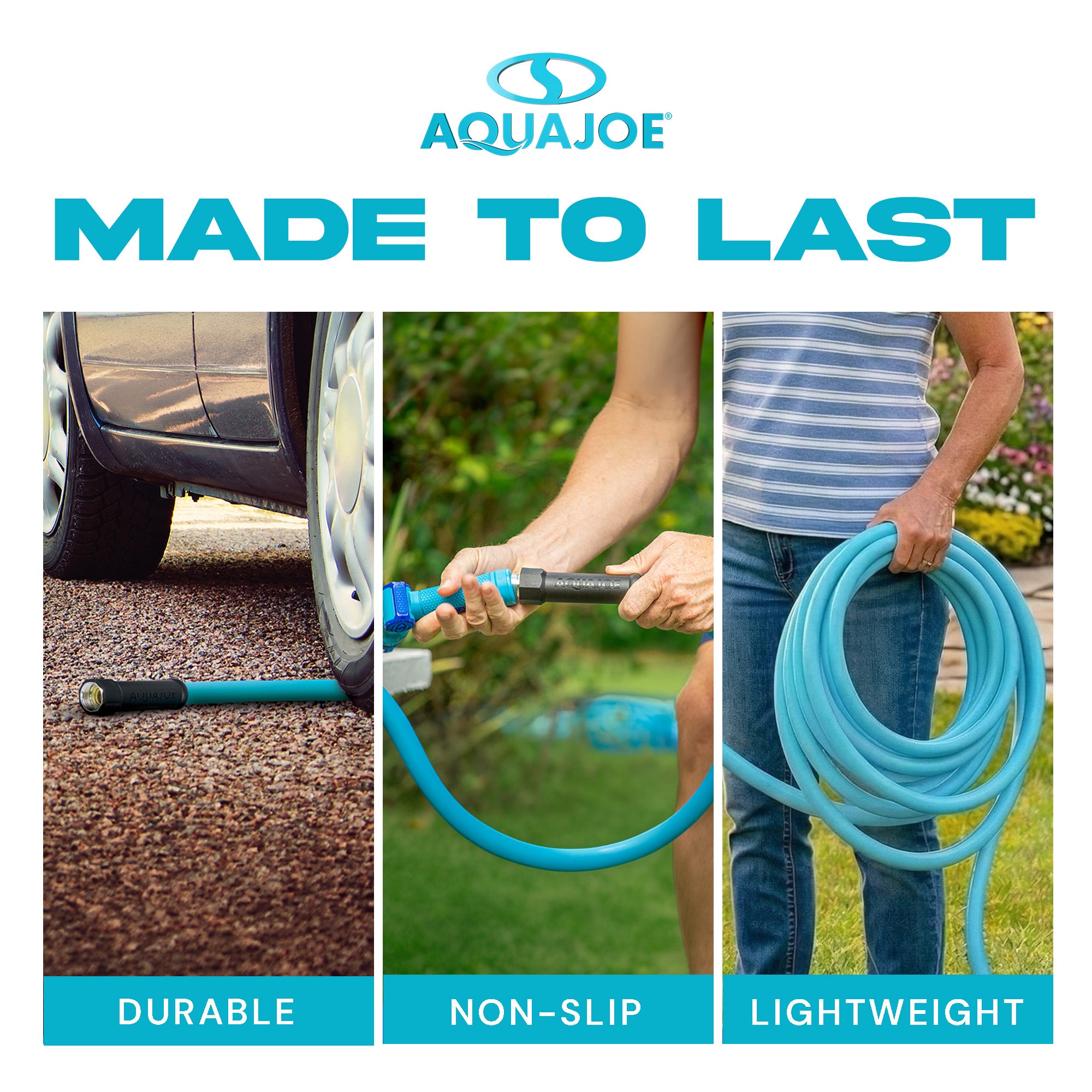 Aqua Joe 50' Professional Grade Garden Hose with Dual Swivel Grips, AJPGH50-PRO