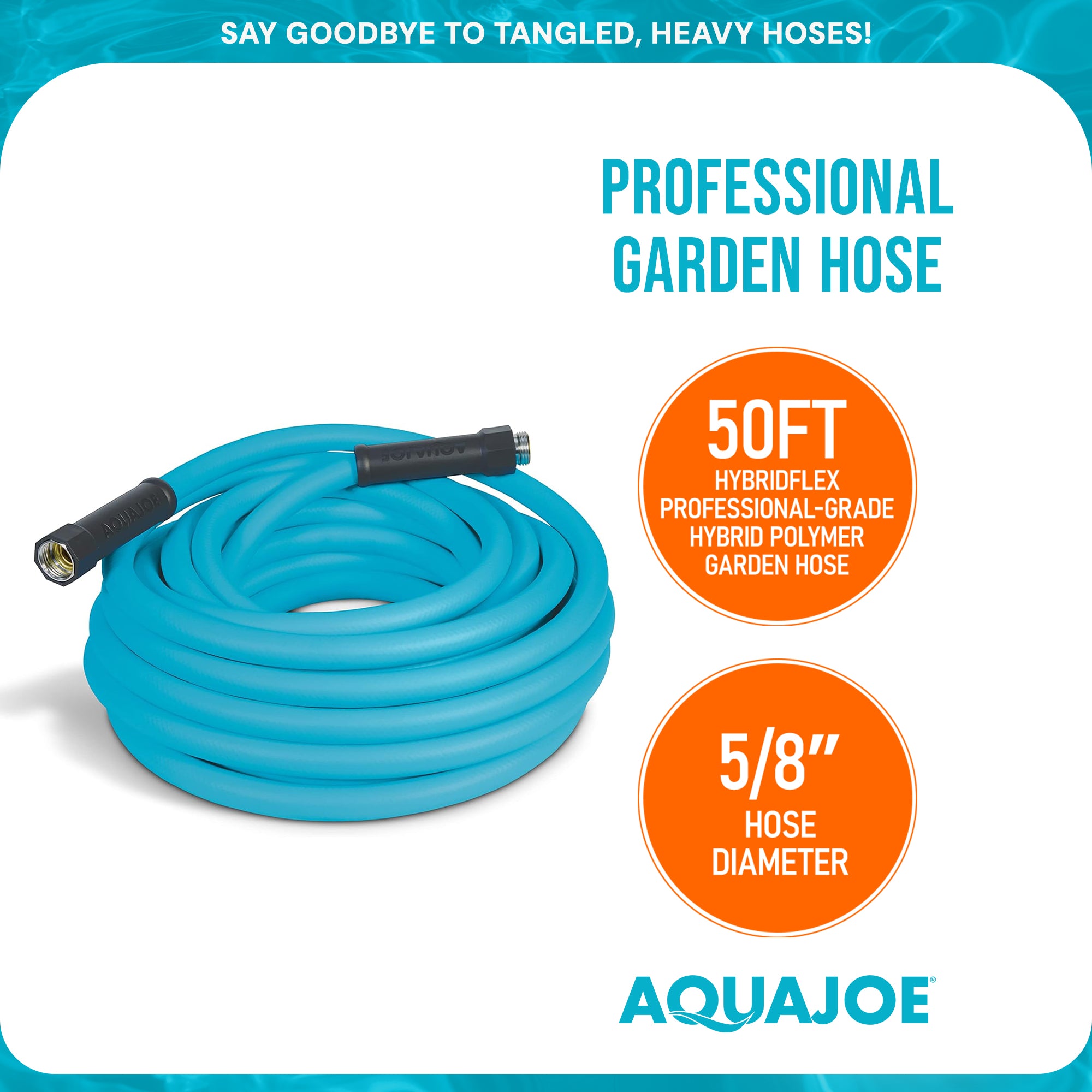 Aqua Joe 50' Professional Grade Garden Hose with Dual Swivel Grips, (Open Box)
