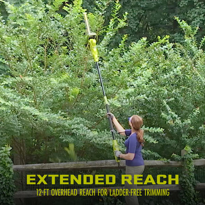 Sun Joe 19” Electric Pole Hedge Trimmer, Portable Dual Blade Tool SJH904E, Green